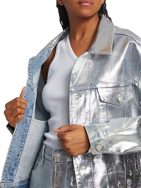 Shop AGOLDE Charli Metallic Denim Jacket .